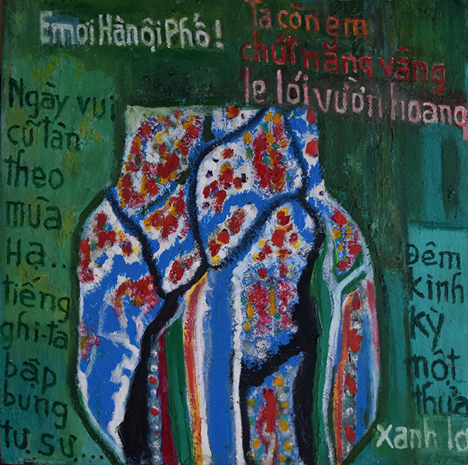 Bức "Em ơi, H&agrave; Nội phố 3" (sơn dầu, 80cm x 80cm)