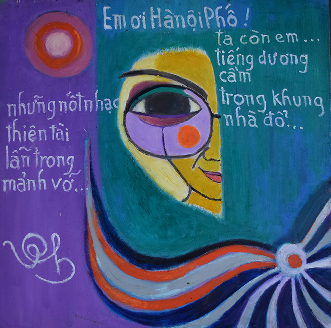 Bức "Em ơi, H&agrave; Nội phố 5" (sơn dầu, 80cm x 80cm)