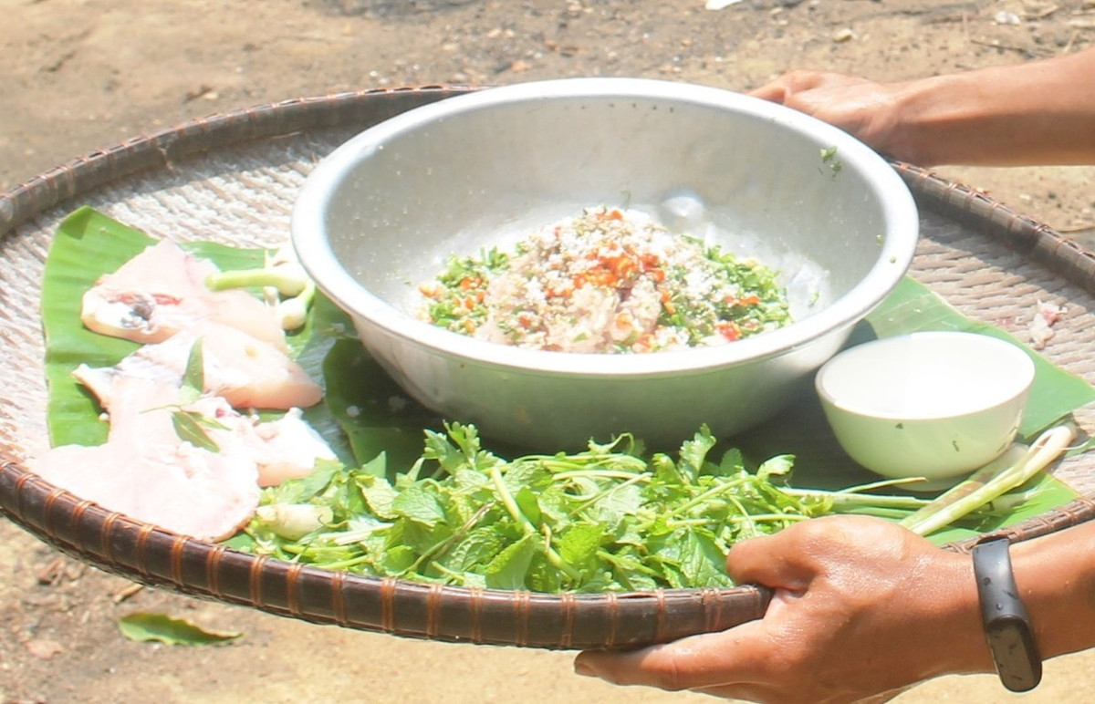 Cách thưởng thức món cá gỏi kiến vàng cũng rất đặc biệt. Người Rơ Măm thường cuốn gỏi với các loại lá rừng như lộc vừng, xoài non, lá sung… rồi uống cùng rượu ghè (rượu cần). Vị ngọt của cá hòa quyện với vị chua nhẹ của kiến, cái béo của trứng, cái cay xé của ớt tiêu rừng và chút đắng nhẹ của lá rừng tạo nên một tổ hợp hương vị đầy kích thích – không thể trộn lẫn với bất kỳ món gỏi cá nào khác. Ảnh danviet