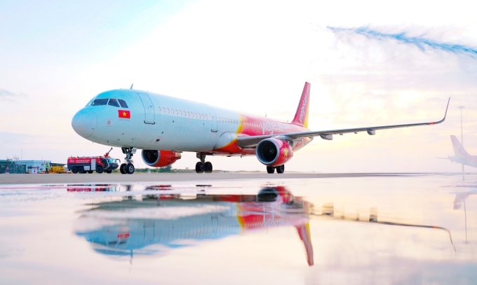 Tàu bay Vietjet tại sân bay Cam Ranh (Khánh Hoà). Ảnh: Ánh Dương